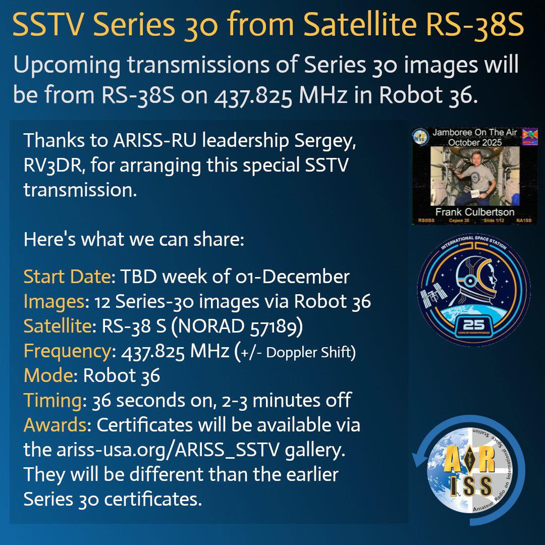 Get Ready!! SSTV Series 30 Images Coming Soon via Satellite RS-38S